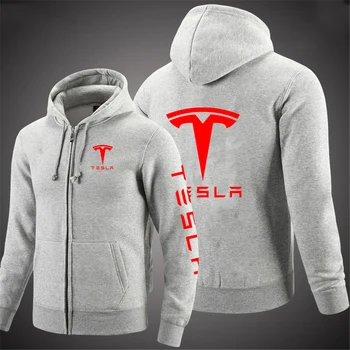 2023 Нови мъжки блузи с логото на Tesla, класически обикновена качулки, пролет-есен, популярни качулки с цип