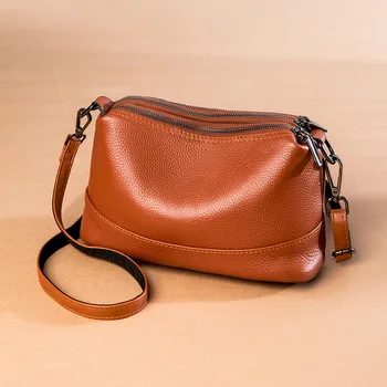 2023 Трансграничная женствена чанта от телешка кожа с горния слой, чанти през рамо, Директни продажби от производителя, Чанта от естествена кожа