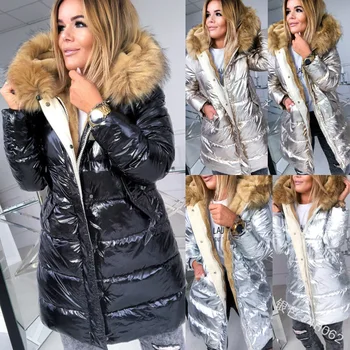 2023 топли Зимни дамски приталенные палто от плюш, топло памучен яке с кожа яка Colo Zippe, памучен яке, палто за жени