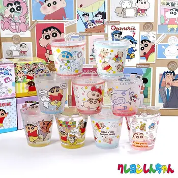 250 мл Kawaii Crayon Shin-Chan, стъклена чаша с анимационни принтом, детска чаша за сок, чаша за миене на съдове, аниме-играчка за подаръци на децата