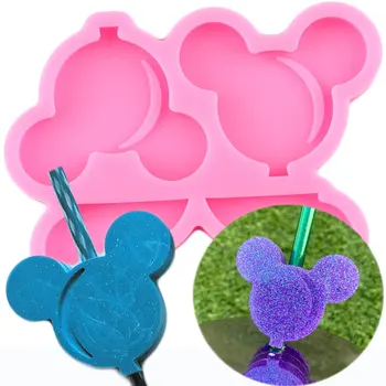 3D балон, слама topper във формата на главата на мишката, силиконови форми за детски партита, Инструменти за украса на торта, Шоколадови бонбони, Форми от полимерна глина