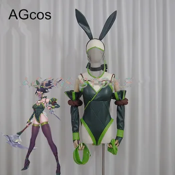 AGCOS Customsizd LOL Akali Doujin Cosplay момичета зайци женски секси гащеризон за cosplay