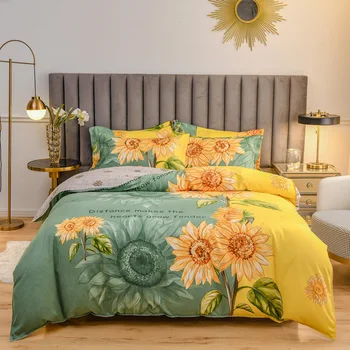 BS002A обикновена комплекти спално бельо от звездното цвете, домашен комплект спално бельо от 4 теми високо качество, красив модел с подсолнухом