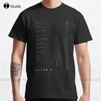 Falcon 9 Blueprint Класическа Тениска, Тениски В Тежка категория За Мъже, Забавни Тениски С Къс Ръкав Xs-5Xl, Градинска Унисекс Облекло В стил Ретро
