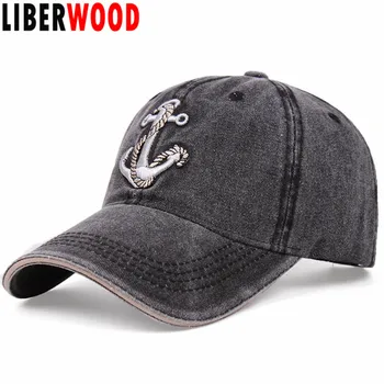 LIBERWOOD/ мъжки и дамски бейзболна шапка от промит памук, бейзболна шапка на морския моряк, регулируеми за спорт на открито