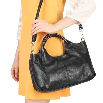 MS Луксозна дамска чанта от естествена кожа, с висококачествена дамска чанта-тоут от телешка кожа, чантата е с голям капацитет, черен, новост 2023 година