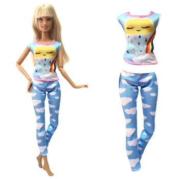 NK 1 комплект дрехи за кукли, скъпа риза, ежедневни облекла, дълги гащи за Барби кукли, аксесоари, детски играчки