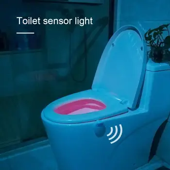 USB Акумулаторна лампа с датчик за движение в тоалетната, Сензор за Промени в 8 цвята, Led нощна светлина за баня, Лампа за тоалетна в помещението