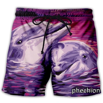 phechion, нови мъжки/дамски ежедневни панталони с 3D принтом Sunset Dolphin, модни градинска дрехи, мъжки свободни спортни шорти A284
