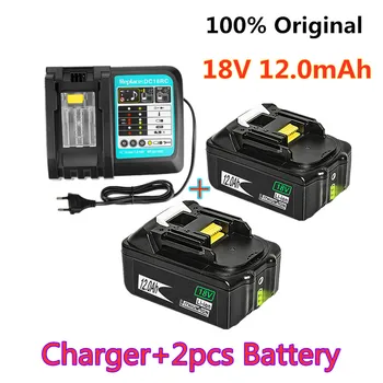Акумулаторна батерия 12000 mah Литиево-Йонна Батерия Взаимозаменяеми Батерия Захранване за 18v MAKITA BL1880 BL1860 BL1830батарея + Зарядно устройство 3A