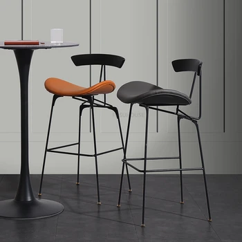 Бар столове в скандинавски минималистичном стил, лесен Луксозен Домашен висок бар стол за кухня, желязо облегалка за кафе, бар стол, модерен бар мебели