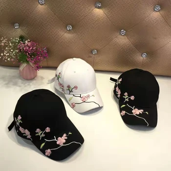 Дамски шапка с бродерия, бяло, черно, регулируем бейзболна шапка, пролетно-летни улични слънчеви шапки възстановяване на предишното положение, женски