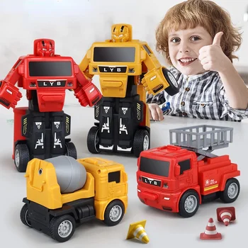 Деформационный автомобил, направен под натиска на 4 колела, Багер, Лопата, Мотокар, Мотокар мотокар, Пожарникар камион, робот, играчка модел, подарък за децата за момче