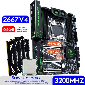 Дънна платка HUANANZHI F8 X99 с процесор Intel XEON E5 2667 v4 4 * 16 GB = 64 GB, 3200 Mhz DDR4 REG ECC Memory Combo Kit Комплект NVME