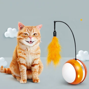 Електронна играчка за домашни котки, Интелигентно Автоматично Разпознаване на препятствия, led колелото, Акумулаторна светкавица, боядисана електрическа пръчица за котки