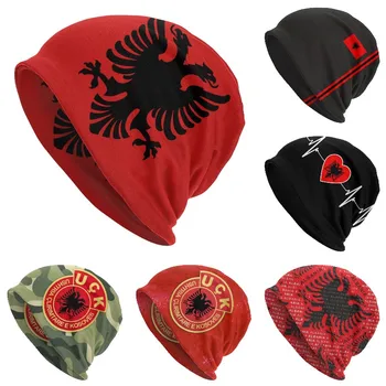 Знаме на Албания, предния Капак с Орел, Homme, на Хладно Вязаная Шапка За Мъже, Жени, Есен-Зима, Топло Албанска Гордост, Тюбетейки, Шапки, Шапки