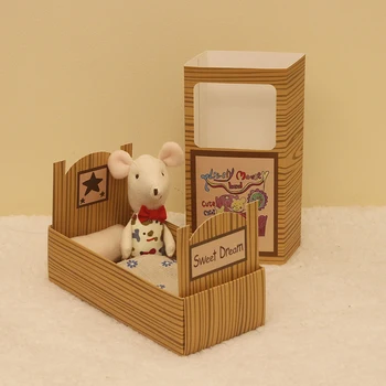 Играчки за момичета Legmic mouse, меки плюшени играчки, подарък за коледа, kawaii mouse bed box, кукли-животни
