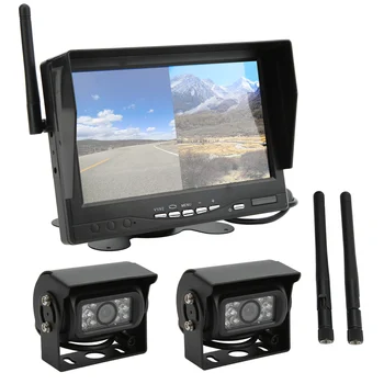 Камера за задно виждане 7-инчов монитор Комплект HD изображения Инфрачервена система за нощно виждане Безжична резервната камера за товарни автомобили с ремаркета и полуремаркета RV пикапи