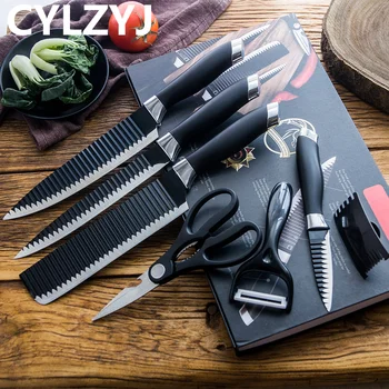 Комплект кухненски ножове, 7 бр., набор от японски высокоуглеводных ковани ножове от неръждаема стомана, ножът за рязане на месо, плодов нож Накири, подарък калъф