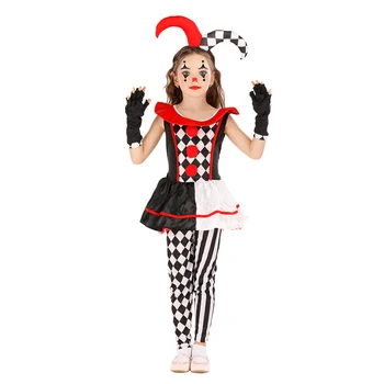Комплекти костюми на клоун-Арлекина за cosplay, детски клоун-шут, на карнавалните костюми за момичета, 2023, Хелоуин, Пурим, Карнавал, добре облечени парти