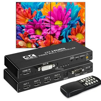 Контролер видеостены HDMI 2x2 1080P HDMI DVI Видеостенный Процесор 1X2 1x4 дървен материал 1X3 2X1 3x1 4X1 Мультиэкранный Процесор Splicer