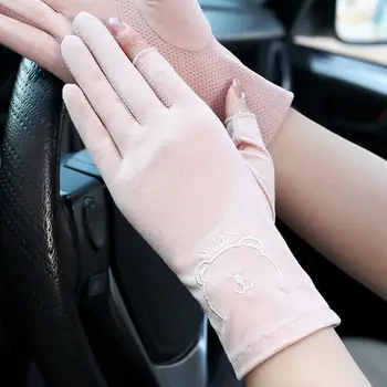 Корейски летни ръкавици с автограф, Ръкавици за шофиране, Очила ръкавици със сензорен екран, дамски памучни велосипедни ръкавици със защита от ултравиолетови лъчи, ръкавици с пет пръста