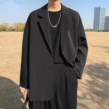 Корейски хип-хоп група Gaya Longgar Ukuran Besar Setelan Pria Kpop Atasan Besar Pakaian Pria Mantel Mode Градинска Облекло Ulzzang Jaket