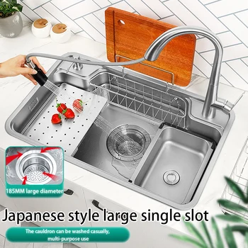 Кухненска мивка Наномойка с една чаша Кухненска мивка от неръждаема стомана 304 с голям таза Кухненска мивка с прибори за източване
