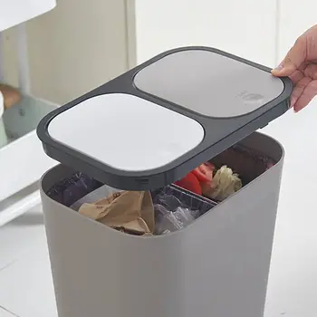 Кухненски контейнер за сортиране на отпадъци, Битови сгъваема кофа за боклук, кошче за отпадъци, сухо и мокро некласифицирано кошчето за боклук с капак