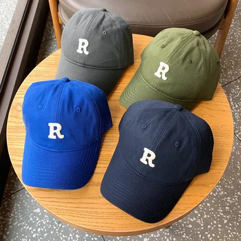 Летни нови бейзболни шапки Регулируеми обикновена буква R Унисекс, жени, мъже, градинска шапка от слънце, шапка голяма обиколка на главата
