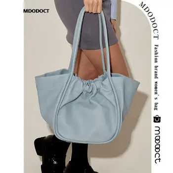 Луксозен дизайн, голям капацитет, просто пазарска чанта през рамо за жени, летни ежедневни чанти 2023, с модерна кожена чанта-тоут
