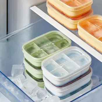 Лятна домакински форма за кубчета лед хладилник Домашна кутия за кубчета лед хранително-вкусовата силикон тава за лед, Чиста червена мини-форма за тава за лед