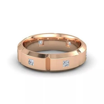 Мъжки пръстен, женски пръстен, розово злато, луксозно пръстен с цирконием, мода декорация, сватбена годежен пръстен за булката, аксесоари за партита, подарък