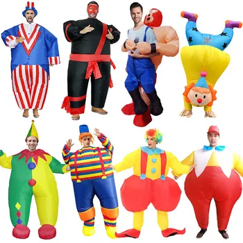 Надуваем cosplay-костюм на клоун за Хелоуин за възрастни, Забавен празничен карнавалните кралят костюм без перуката
