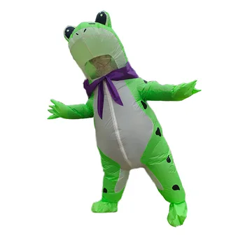 Нов надуваем костюм, зелена жаба, за възрастни, градинска дрехи с мультяшными животни, шоу-талисман, забавно рокля за cosplay на Хелоуин, мъже, жени