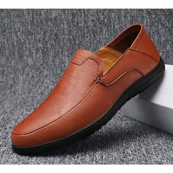 Нова мода обувки от естествена кожа за почивка, по-големи размери, мъжки лоферы, ежедневни обувки
