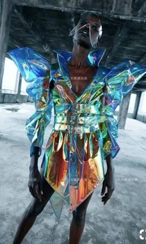 Обещаваща сексуална илюзия нощен клуб, цветен лазерен TPU моделирующий пластмасов жилетка от костюм за изяви гого