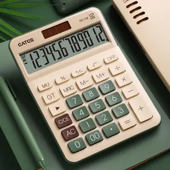 Офис калкулатор с 12-фигурални голям LCD дисплей с двойно захранване (слънчева + батерия) Настолен калкулатор Chocolate