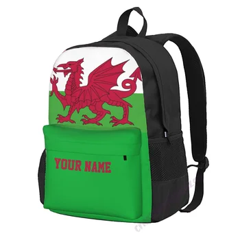 Потребителско име Раница от полиестер с флага на Уелс за мъже и Жени, Пътна чанта, Ежедневни Студентски Туризъм чанта, Къмпинг