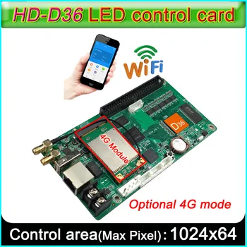 Пълноцветен контролер led табели HD-D36 WiFi Modle, Мрежа RJ45, U-диск за връзка, Такса за Управление на led екран колан тип
