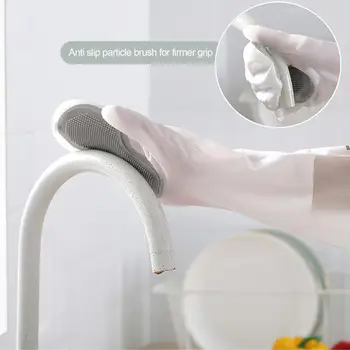 Ръкавици за почистване от 2 теми с богата блестяща мощна четка, бързо съхнещи ръкавици от PVC за миене на съдове и почистване на кухненски аксесоари
