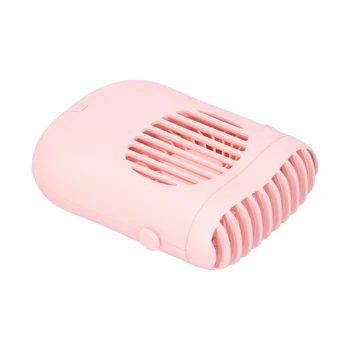 Ръчен мини-вентилатор със зареждането чрез USB, Колан окачен вентилатор за домашния офис, пътуване, розов