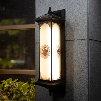 Слънчев, с монтиран на стената лампа TEMAR Творчески китайски улични тела-аплици LED Водоустойчива IP65 за къщи, вили, коридор, двор