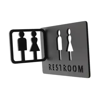 Табелка за баня за дами Мъжки вратите табели мъжки и женски странично монтиране на 3D знак за тоалетната на ресторанта търговски център Паркиране тоалетна