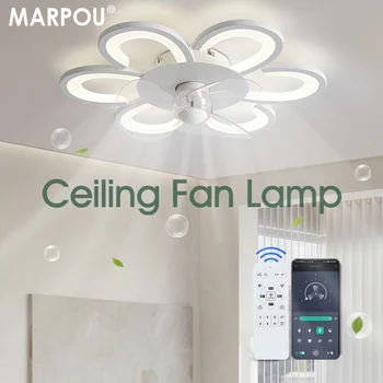 Тавана лампа MARPOU с вентилатор на тавана със светлина и горивото 220 В, Полилей, Вентилатор, лампа за спални, Вентилатори за домашен интериор дневна