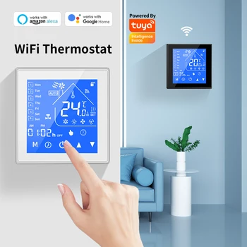 Термостат на Hristo WiFi, интелигентен LCD дисплей, електрически етаж водонагревательный газов котел, Регулатор на температурата в топла стая, Алекса Echo Google Home