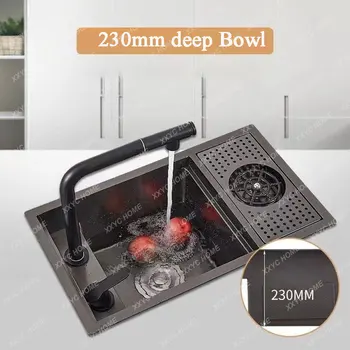 кухненска мивка, панел за мивки, скрита кухненска мивка с малък размер от неръждаема стомана с мивка за чаши